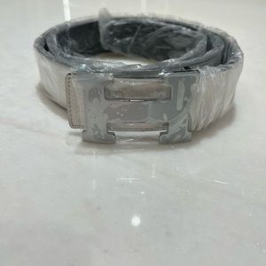 Reversible Hermes mens belt black/white silver buckle
